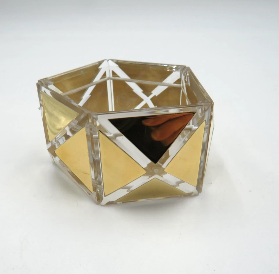 Brazalete Brazalete Geométrico Lucita Tono Dorado Tory Burch Mujer Ancho Logotipo Distintivo Foto 4 de 4