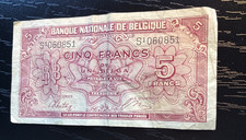 1943 Belgium - 5 Franc Notes WWII Era - Circulated