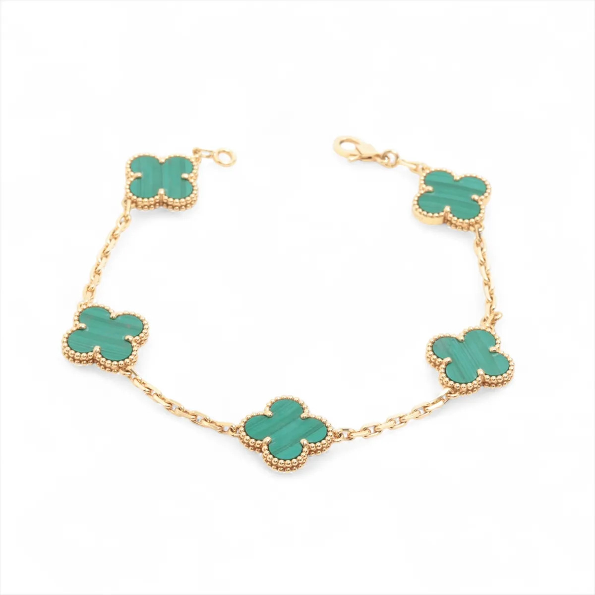 Van Cleef & Arpels Vintage Alhambra 5P Malachite Bracelet 750(YG) 12.8g  VCARL80