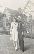1940s WWII US Navy Handsome Sailor Gorgeous Girl Smiling Original Photo P17q10