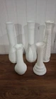 Lot of 5 Vintage Milk Glass Bud Flower Vases Various Styles Cottagecore Wedding