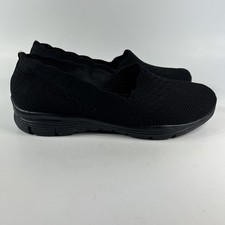 Skechers Women's Seager Stat Black Slip On Flat Shoes Size 8 Comfort