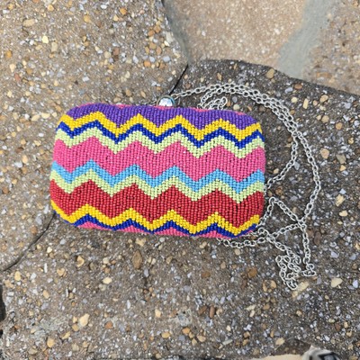 Circus by Sam Edelman Beaded Chevron Crossbody Hard Shell Clutch