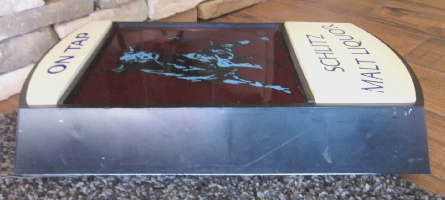 rare 1970 ON TAP SCHLITZ MALT LIQUOR BULL Motion Moving Beer Bar Pub Sign COOL!!