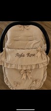 Beige Tan Biscuit Brown Personalised universal baby car seat cosytoes/liner  ??
