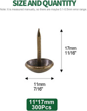 300Pcs  7/16" in Diameter Antique Upholstery Tacks Furniture Nails Pins Kit