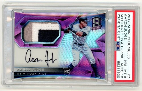 2017 Panini Chronicles Pink Aaron Judge RC Patch /49 PSA 8 PSA/DNA 10 AUTO