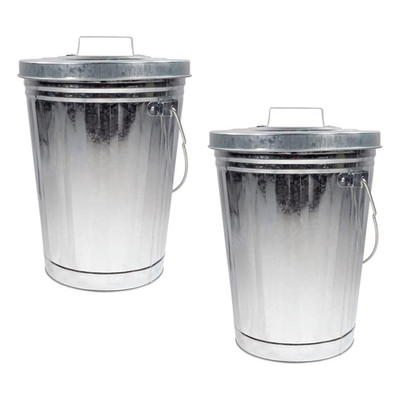 Mytee Products 2 Pack Galvanized Trash Can W/Lid Ideal For Trailers - 4 Gallon