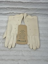 Vintage 1950s 1960s white Cotton Embroidered Gloves Size 7 Retro Dressy Read 