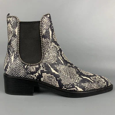 Bottes En Cuir Synthétique Noir Et Blanc Embossées COACH Taille 11 - Photo 1/4