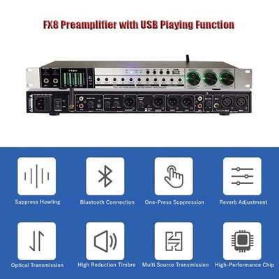 FX8 Preamplifier Multiple Audio Transmission Karaoke Reverb Effect Controller *r