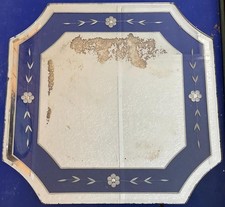 "Espejo tocador vintage antiguo Art Deco flores grabadas vidrio 12"" Shabby"