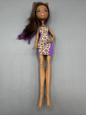 Monster High Clawsome Pet Salon Clawdeen Wolf Doll Paw Print Dress Purple