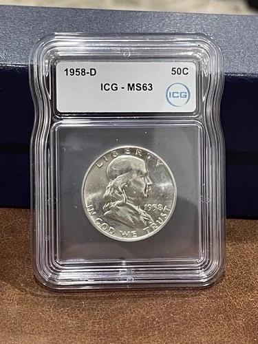 1958-D Franklin Half Dollar ICG MS63 90% Silver