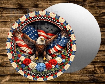 Metal  Round Sign EAGLE  patriotic   Wreath  Crafts & miniatures