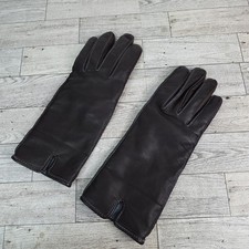 Cashmere Lined Dark Brown Leather Women Gloves Size Medium Unbranded