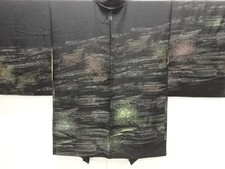7500171: JAPANESE KIMONO / ANTIQUE HAORI / TAISHO ROMAN STYLE / URUSHI / WOVEN F