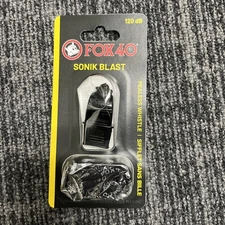 Fox 40 Sonik Blast CMG Whistle Black Two-Chamber Pealess Cushioned Mouth 1 MileF