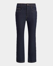 NEW, Cinq a Sept Sallie Piped Cropped Bootcut Denim Pants in Indigo sz 8 P3692