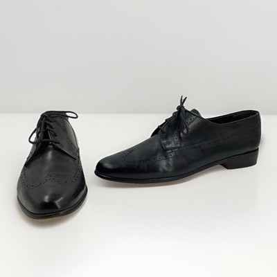 Vtg Mario Bruni Men's Jets Black Leather Oxfords Dress Shoes Made in Italy Sz 11