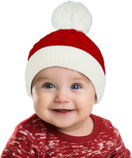 Christmas Santa Hat for Children Xmas Kids Knit Hat Soft Warm Baby Beanie for Ba