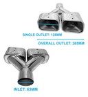 UNIVERSAL TWIN STAGGERED SQUARE ROLLED EXHAUST TIP 5 INCH TAILPIPE LEFT SIDE