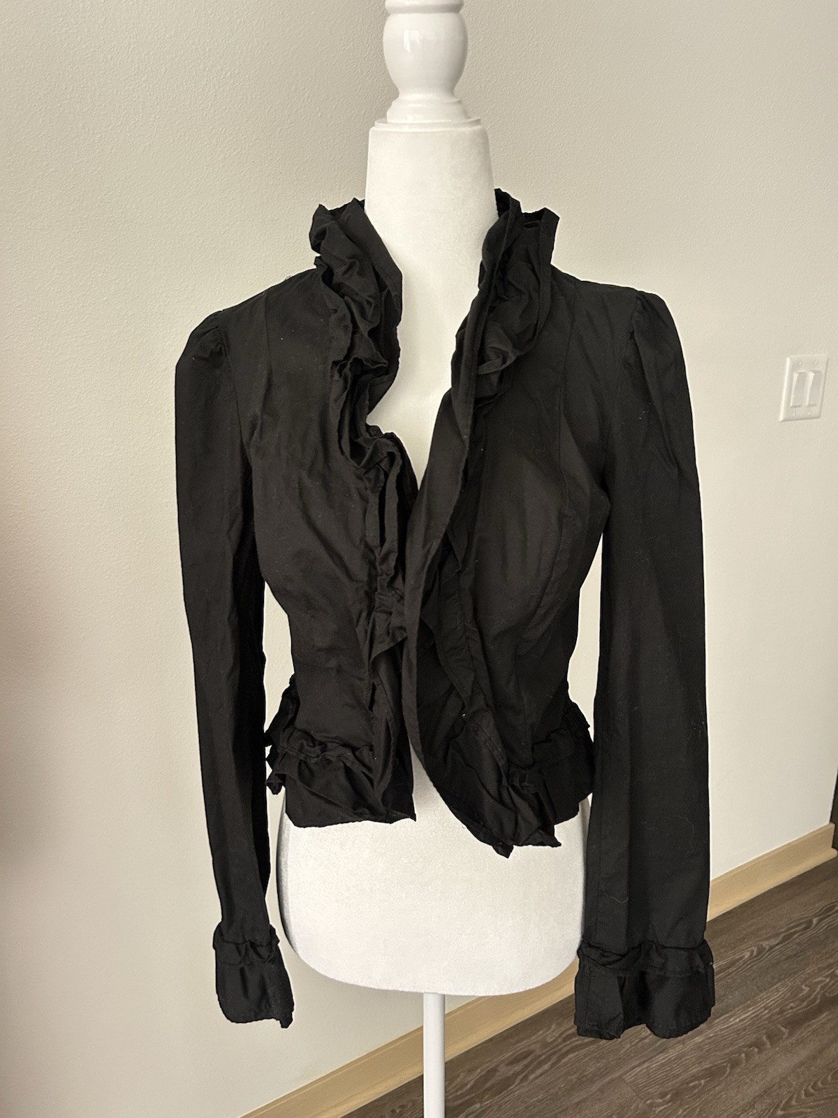 International Concepts Ruffle Peasant Top Victorian Steam Punk Whimsy Goth Witch