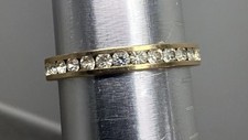 CZ Eternity Cubic Zirconia Ring Band Yellow Gold Plated Size 8 Wedding