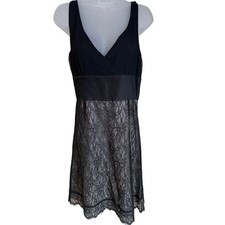 Anthropologie Moulinette Soeurs Black chiffon silk dress 12 cocktail party