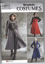 9813 SIMPLICITY - COSTUME: Corset DRESS w Variations - Sz: 10/12/14/16/18