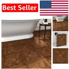 Dark Brown Peel and Stick Floor Tiles 10-Pcs 12x12 - Stylish Waterproof Design