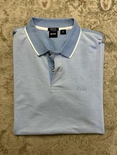 BOSS Hugo Boss Men's Paddy Polo Shirt Blue Cotton Regular Fit Size Medium L