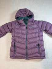 LL Bean Down Jacket Parka Coat Kids 14-16 Purple Hood Winter Warm DownTek