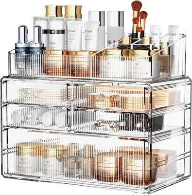 Stackable Organizer, Acrylic Cosmetic Organizer for Dresser, Vanity, Kitchen Cab