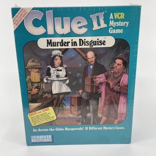 Clue II: Murder in Disguise VCR Game 1987 Sealed Parker Brothers Vintage NEW