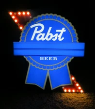 RARE PABST BLUE RIBBON BEER  CUSTOMIZABLE MOTION LED SIGN-BAR-LIGHT-PBR-LAGER