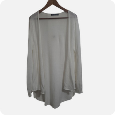 Peruvian Connection Offener Cardigan, Pimabaumwolle, weiß, Gr. XL, neuwertig