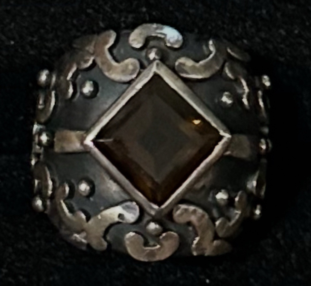 RING HEAVY BLACK  SOLID STERLING 925 SILVER RING - image 1