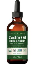 SOULSATION Organic Castor Oil 100 Pure 4oz - For Eyelashes Eyebrows Face Hai...