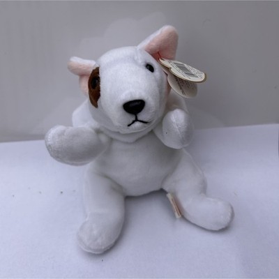 Ty Beanie Babies Butch Bull Terrier White Plush w/ Brown Eye Patch 2004 Age 3+