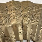 Chinese Metal Folding Hand Fan Brass Tone Embossed Crane & Bamboo Design — photo 5