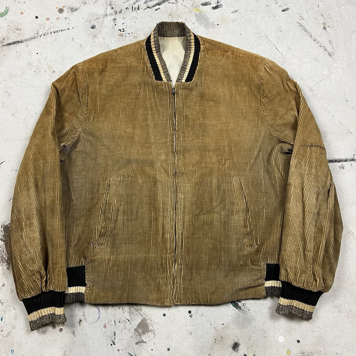 Vintage 50s 60s Reversible Corduroy Bomber Ricky Jacket Mens Large