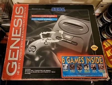 Sega Genesis II Console W/6 Pak Cart CIB Complete Box Tested Works Free Ship