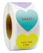 500PCS Heart Stickers for Kids, Valentine Candy Hearts Stickers, Valentines