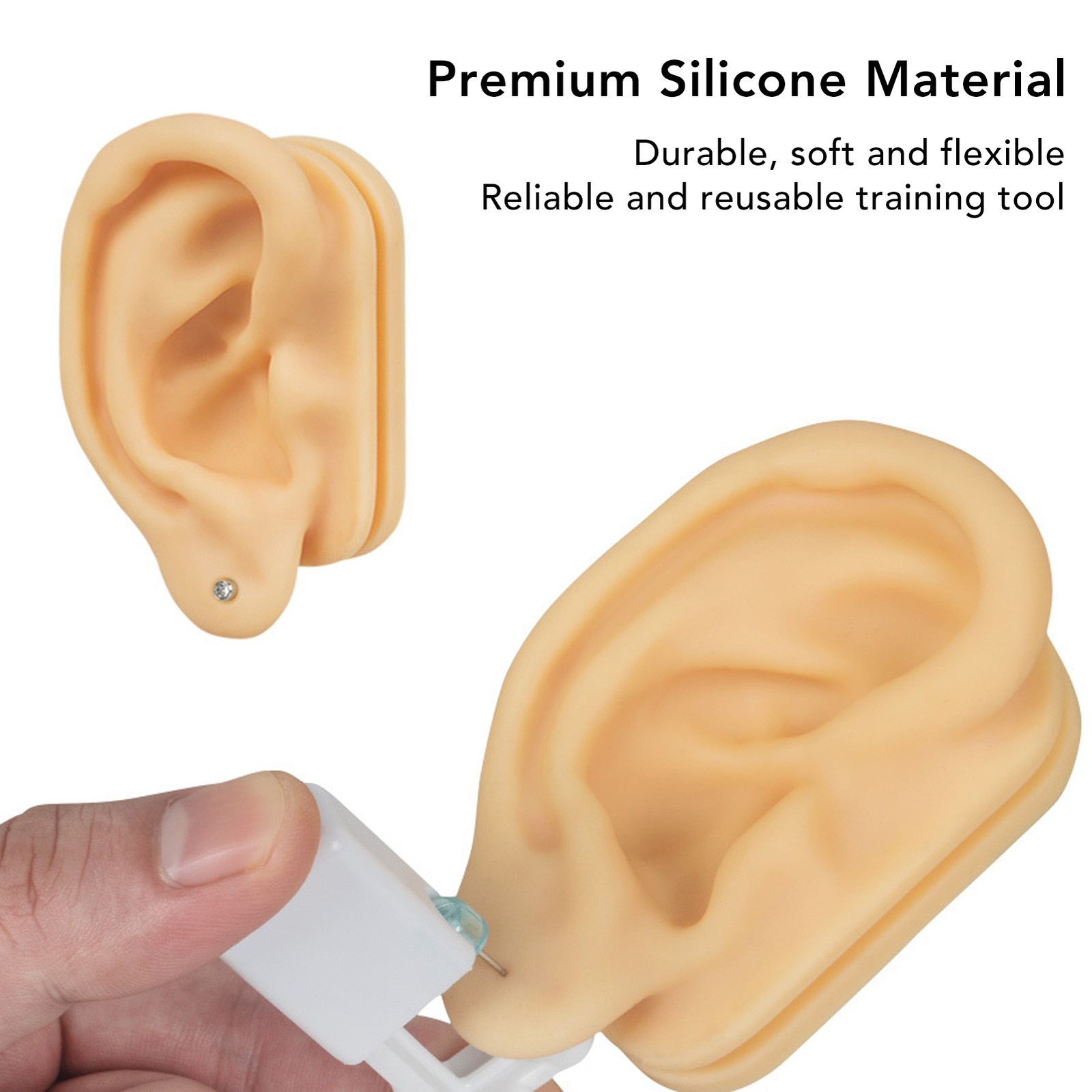 Silicone Ear Model Lifelike Soft Left Right Ear Piercing Practice Model For BLW