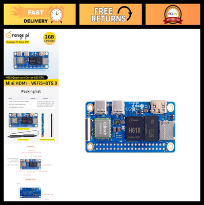 Orange Pi Zero 2W 2GB Quad-Core Single Board Computer, WiFi 5.0, Bluetooth 5.0,