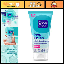 Oil-Free Exfoliating Scrub 5 oz - Deep Action Cleanser 8 Pack for Clear Skin