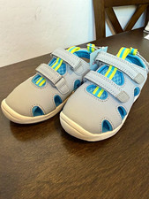Cat  Jack Unisex Kids Gray/Blue Hook  Loop Low Top Athletic Sneakers 10