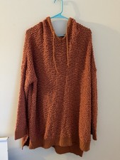 Women's Brown Fleece Pullover Hoodie Sweatshirt Long Sleeve Regular Solid Casual