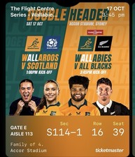 ROW 16!! ✨1 x ticket Bledisloe Cup Wallabies vs All Blacks Sat, 17th Oct 3.45pm